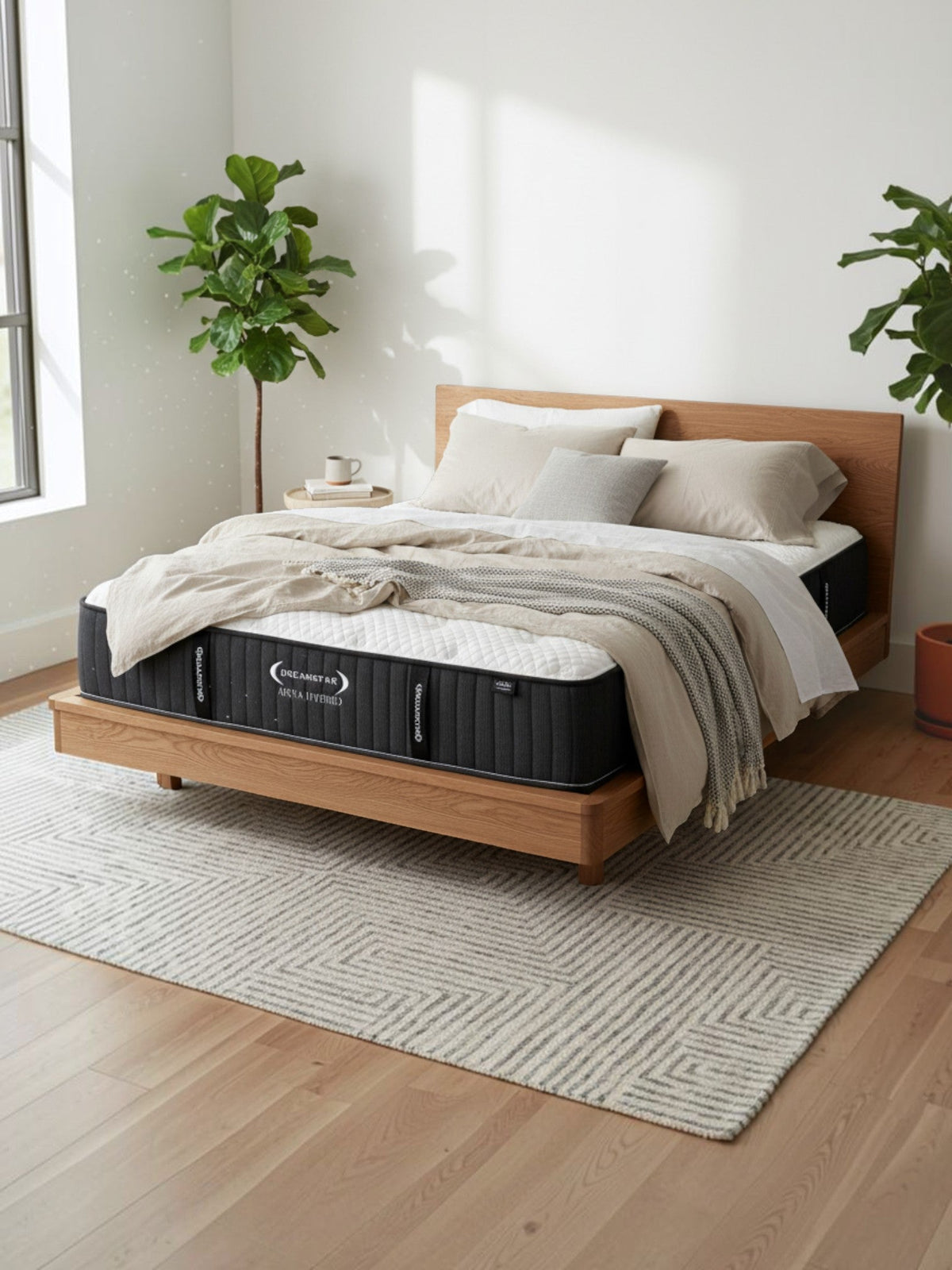 Matelas Ariya Hybrid TOCO Meubles très grand format avec ressorts ensachés et gel rafraîchissant sur cadre en bois