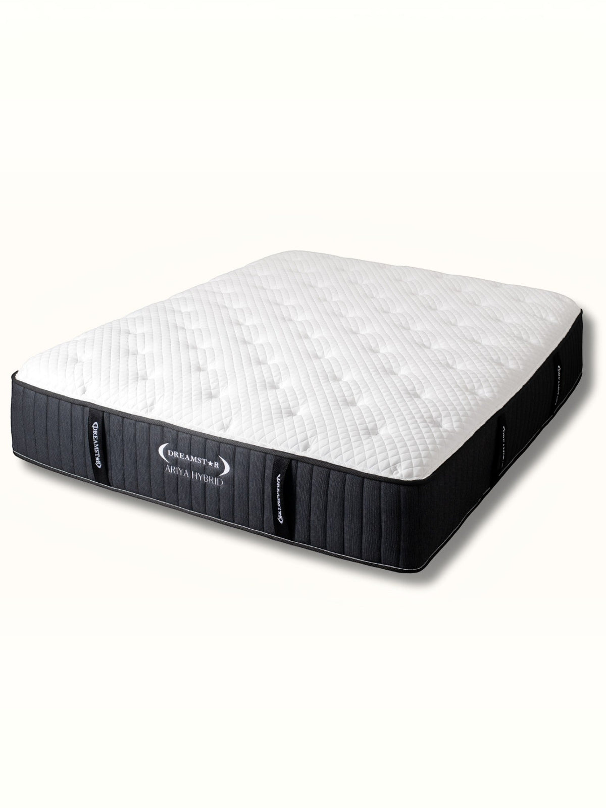 Matelas Ariya Hybrid TOCO Meubles avec surface matelassée blanche et côtés gris foncé, technologie hybride