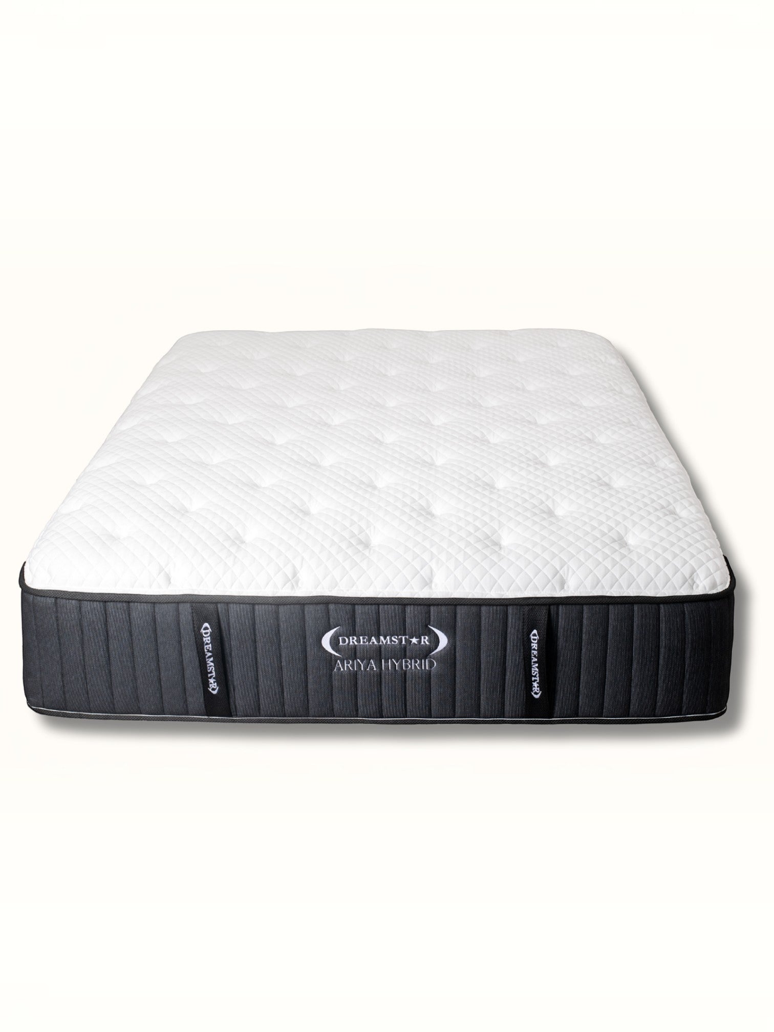 Matelas Ariya Hybrid TOCO Meubles avec surface matelassée blanche et côtés gris foncé, technologie hybride confortable