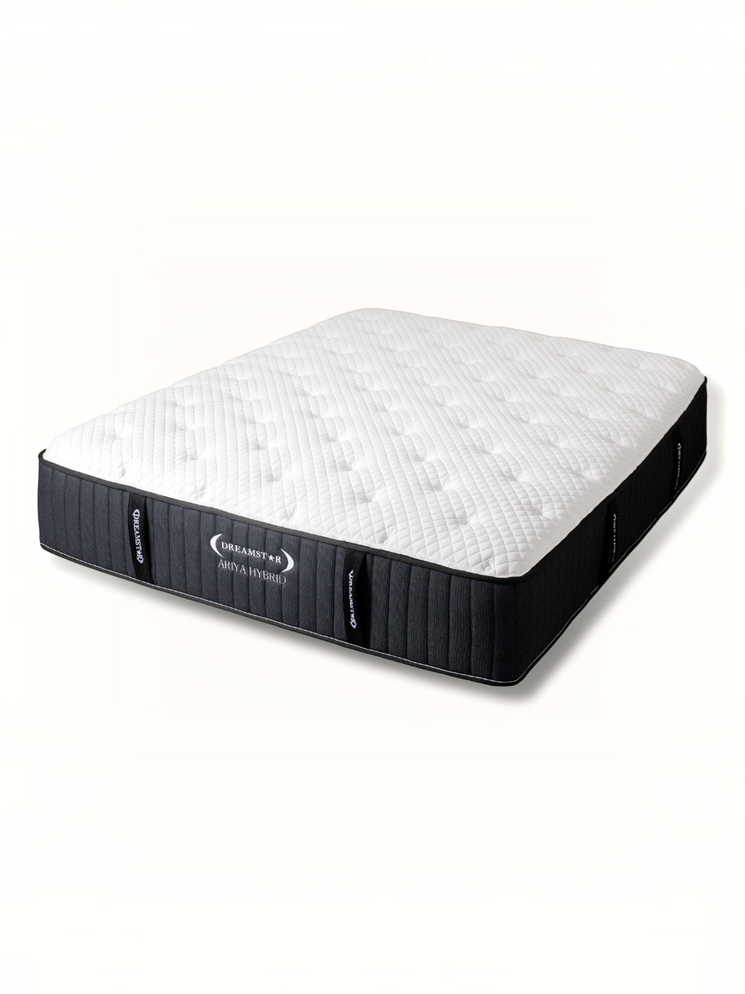 Matelas Ariya Hybrid TOCO Meubles avec surface matelassée blanche et côtés gris foncé, technologie hybride