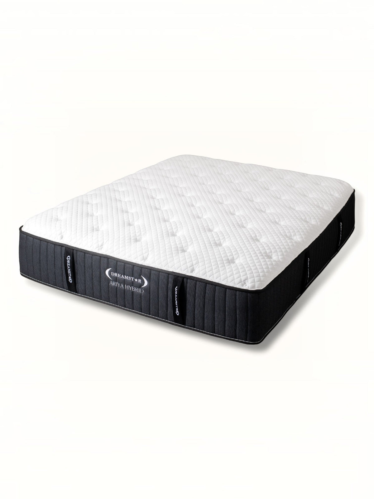 Matelas Ariya Hybrid TOCO Meubles avec surface matelassée blanche et côtés gris foncé, technologie hybride