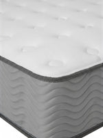Matelas ferme BackCare Duo TOCO Meubles avec surface blanche capitonnée et bordure latérale grise ondulée