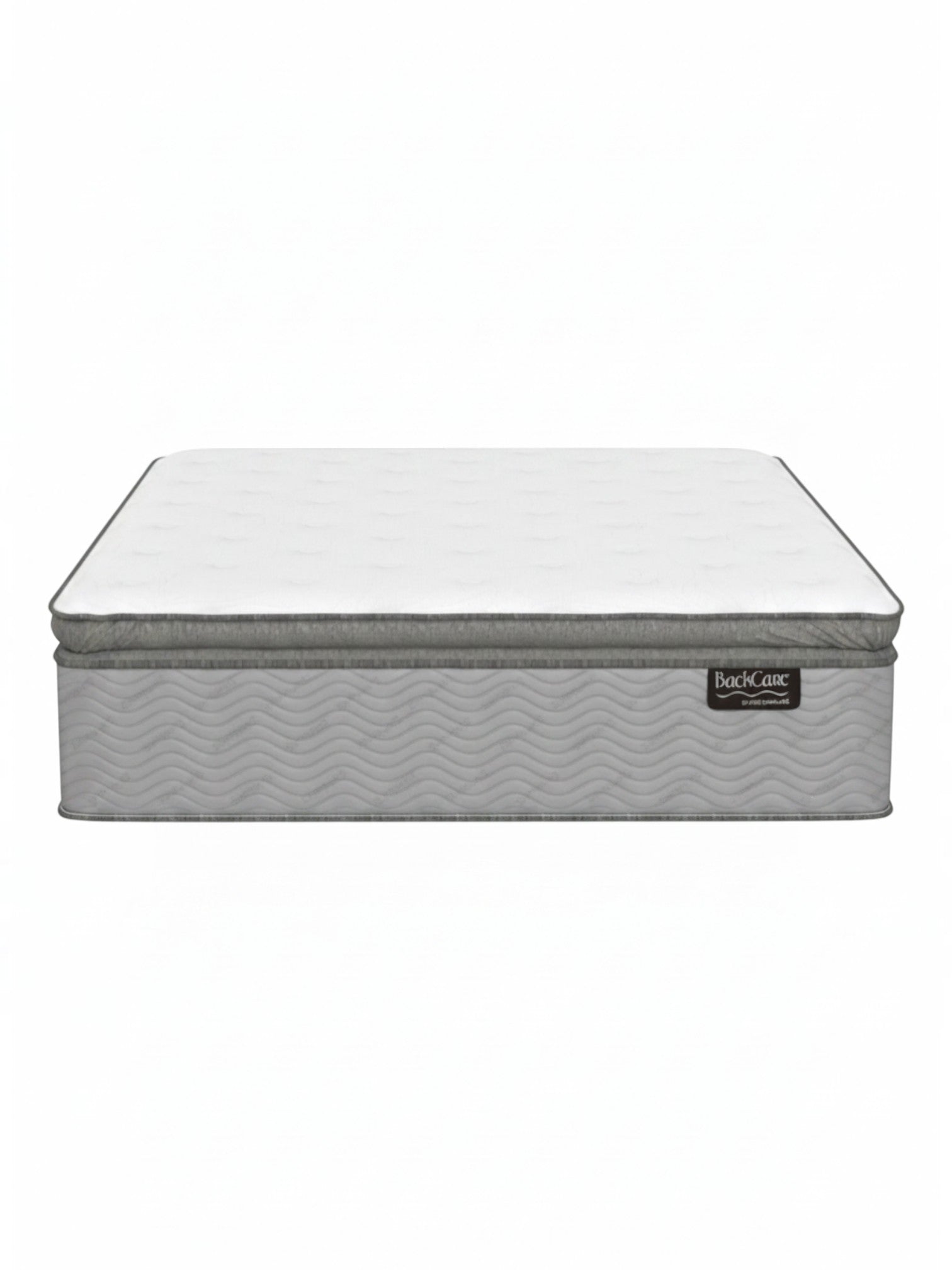 Matelas haut de gamme TOCO Meubles BackCare Quintet avec ressorts ensachés, mousse mémoire et finition grise élégante.