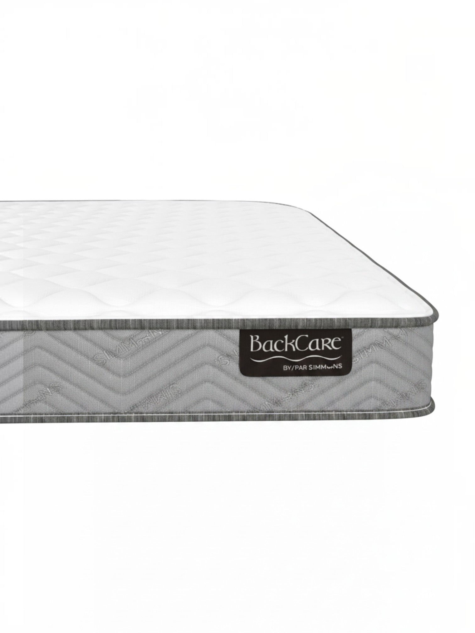 Matelas BackCare Solo par TOCO Meubles avec bordure grise texturée et étiquette de marque visible