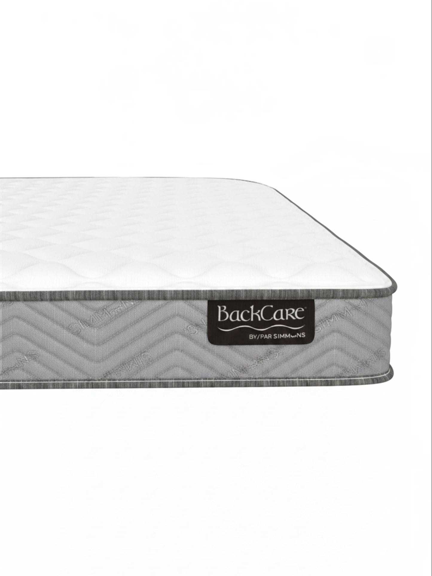 Matelas BackCare Solo par TOCO Meubles avec bordure grise texturée et étiquette de marque visible