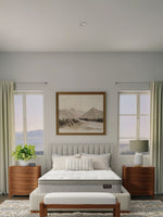 Matelas BackCare Trio de TOCO Meubles avec dessus coussinet et ressorts ensachés dans une chambre moderne et lumineuse