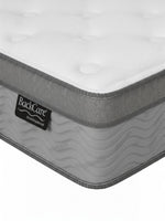 Matelas TOCO Meubles BackCare Trio avec dessus coussinet blanc et côtés gris texturés à ressorts ensachés