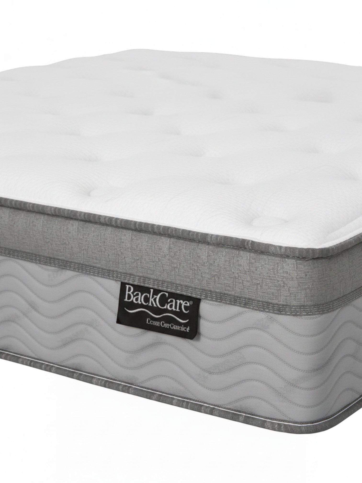 Matelas TOCO Meubles BackCare Trio blanc et gris avec dessus coussinet et ressorts ensachés