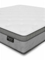 Matelas TOCO Meubles BackCare Trio très grand avec dessus coussinet, ressorts ensachés et bordure grise texturée.