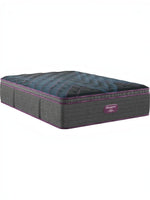 Matelas Beautyrest Asteris King par TOCO Meubles avec plateau coussin moelleux, tissu gris et accents violets