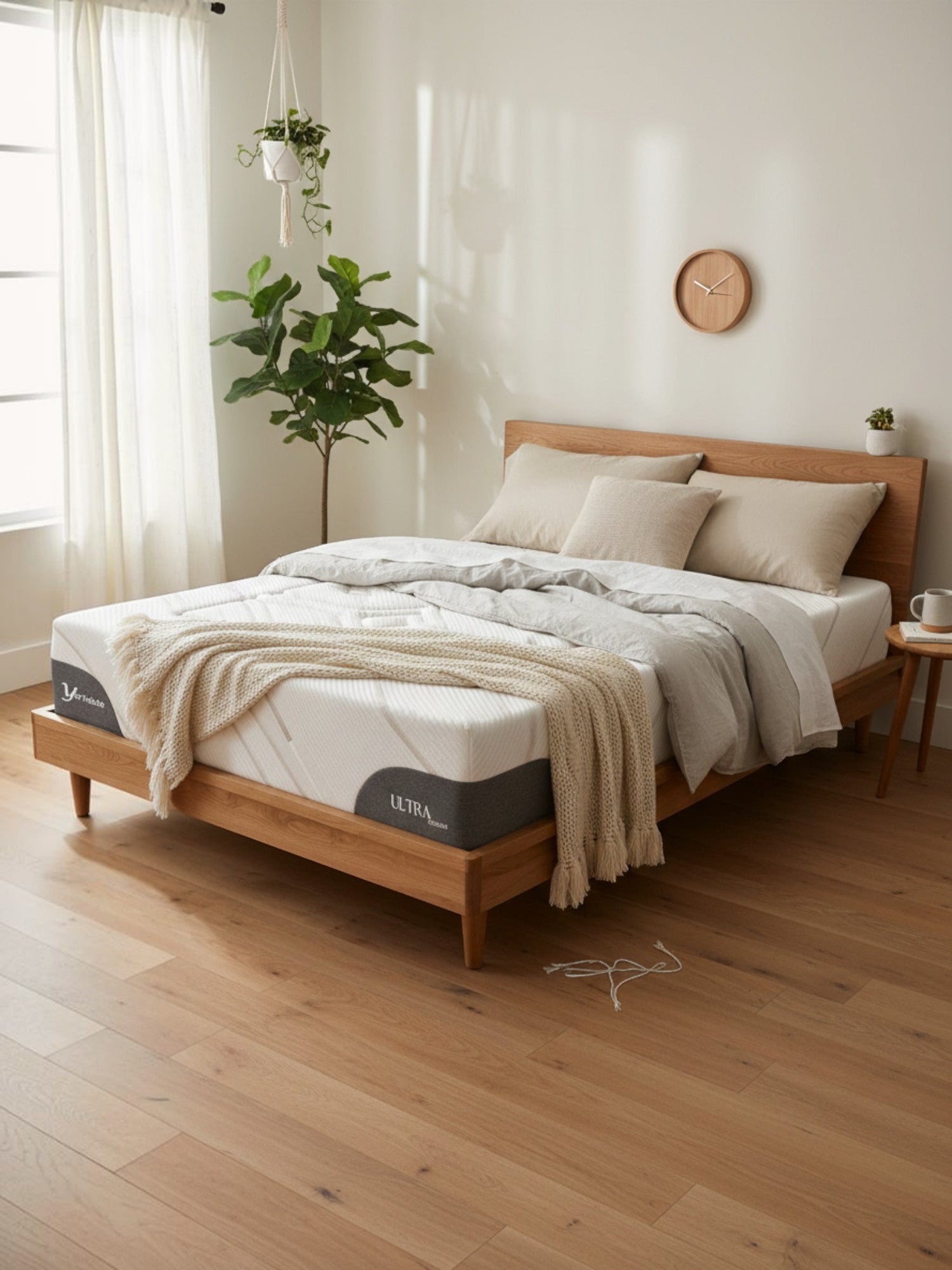Matelas double Ultra Medium TOCO Meubles avec mousse rafraîchissante et tissu de luxe dans une chambre moderne