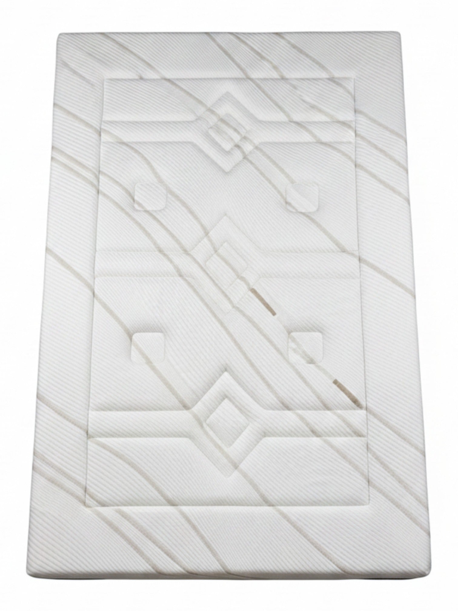 Matelas double Ultra Medium TOCO Meubles avec tissu rafraîchissant blanc et motif géométrique élégant