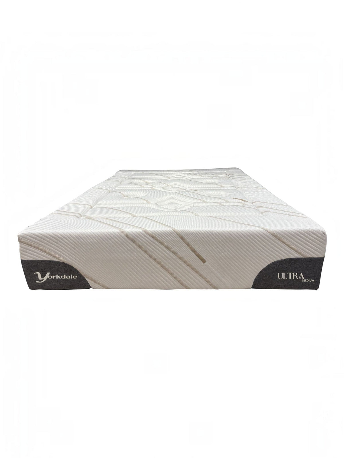 Matelas double TOCO Meubles Ultra Medium avec tissu rafraîchissant blanc et détails gris sur les côtés