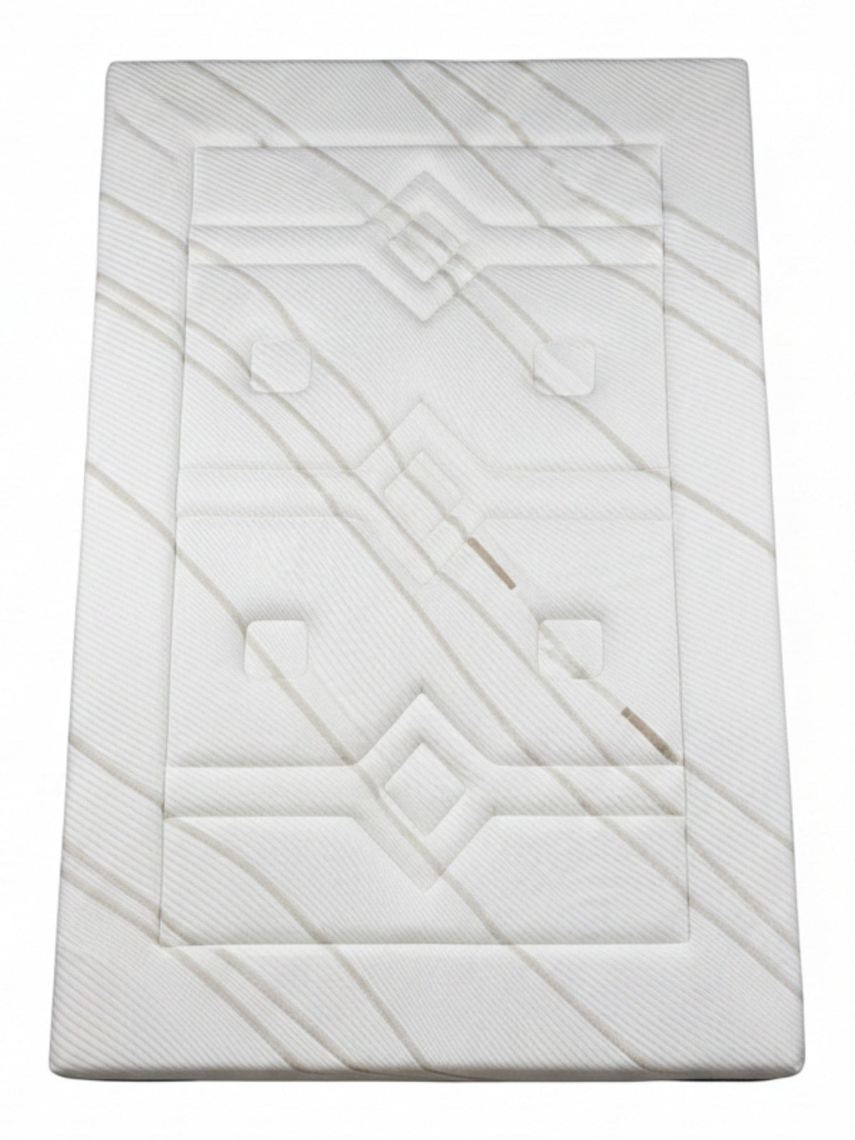 Matelas double Ultra Medium TOCO Meubles avec tissu rafraîchissant blanc et motif géométrique élégant