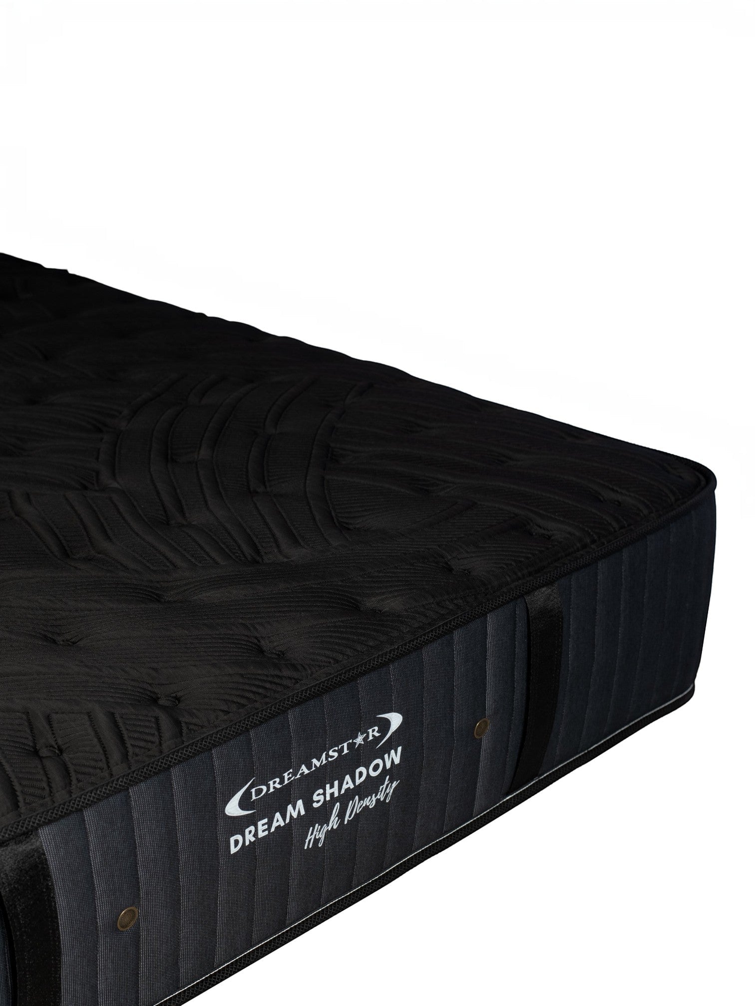 Matelas Dream Shadow HD de TOCO Meubles, réversible et ferme avec tissu tricoté noir et capitonnage latéral élégant.