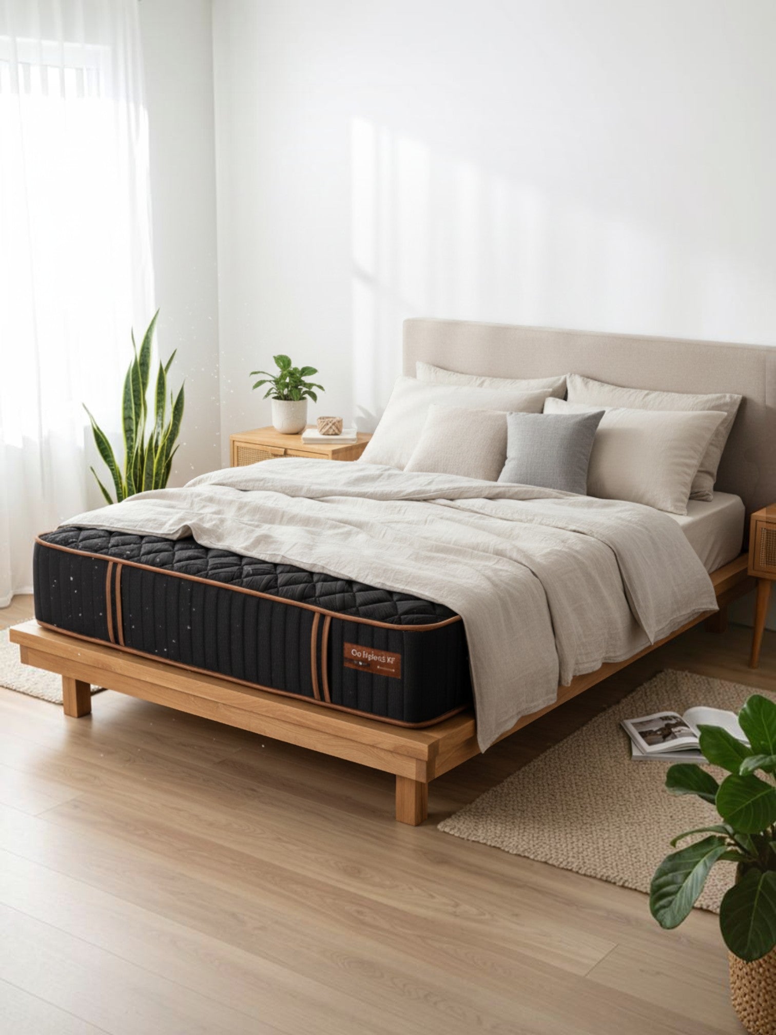 Matelas hybride ferme Copper Sleep XF de TOCO Meubles avec gel de cuivre, ressorts ensachés et contour renforcé.