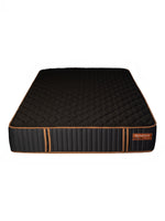 Matelas hybride ferme TOCO Meubles Copper Sleep XF noir avec gel de cuivre, ressorts ensachés et bordures renforcées.