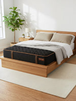 Matelas hybride ferme TOCO Meubles Copper Sleep XF avec gel de cuivre, ressorts ensachés et finition noire élégante.