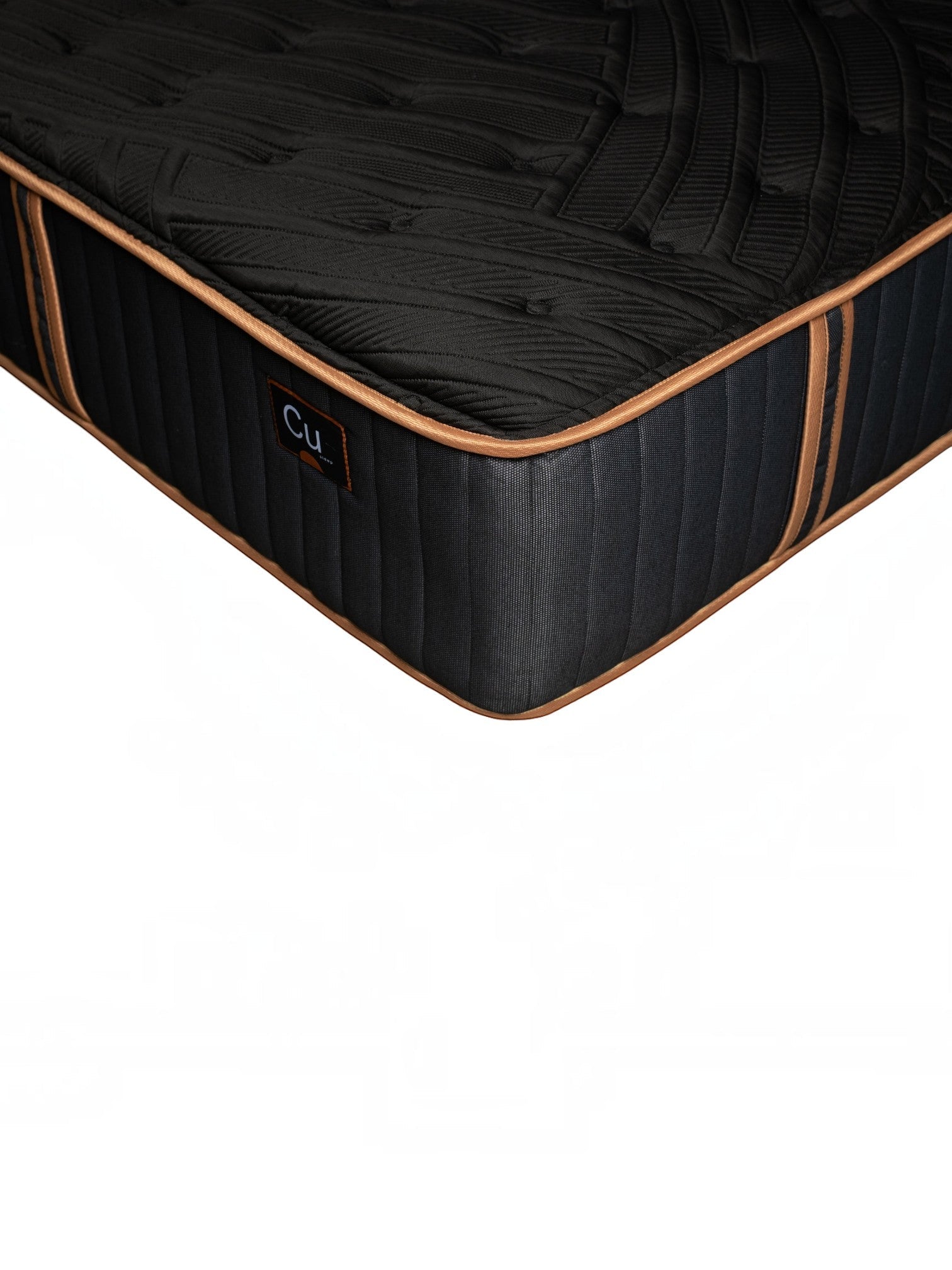 Matelas hybride TOCO Meubles Copper Sleep TT noir avec bordures cuivrées et finition matelassée élégante