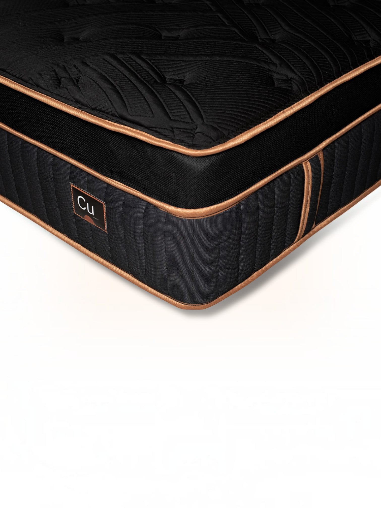 Matelas hybride TOCO Meubles Cu Sleep ET noir avec finition Euro Top et détails en cuivre élégants