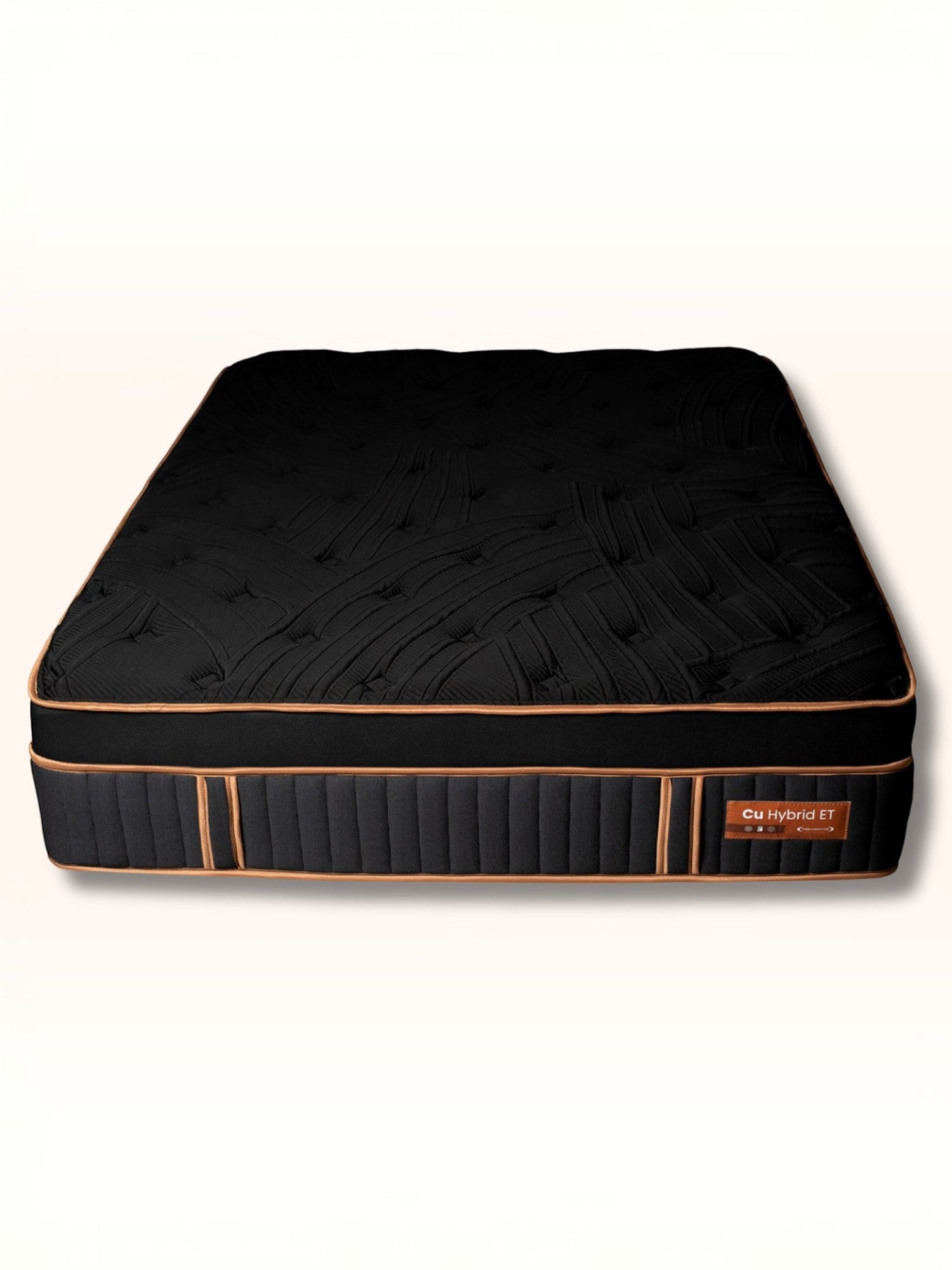 Matelas hybride TOCO Meubles Copper Sleep ET noir avec plateau Euro Top et détails cuivrés pour un confort ferme.