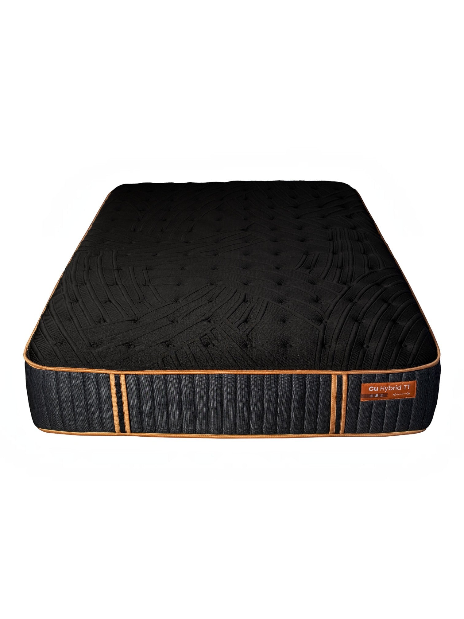 Matelas hybride TOCO Meubles Copper Sleep TT noir avec détails cuivrés et surface texturée