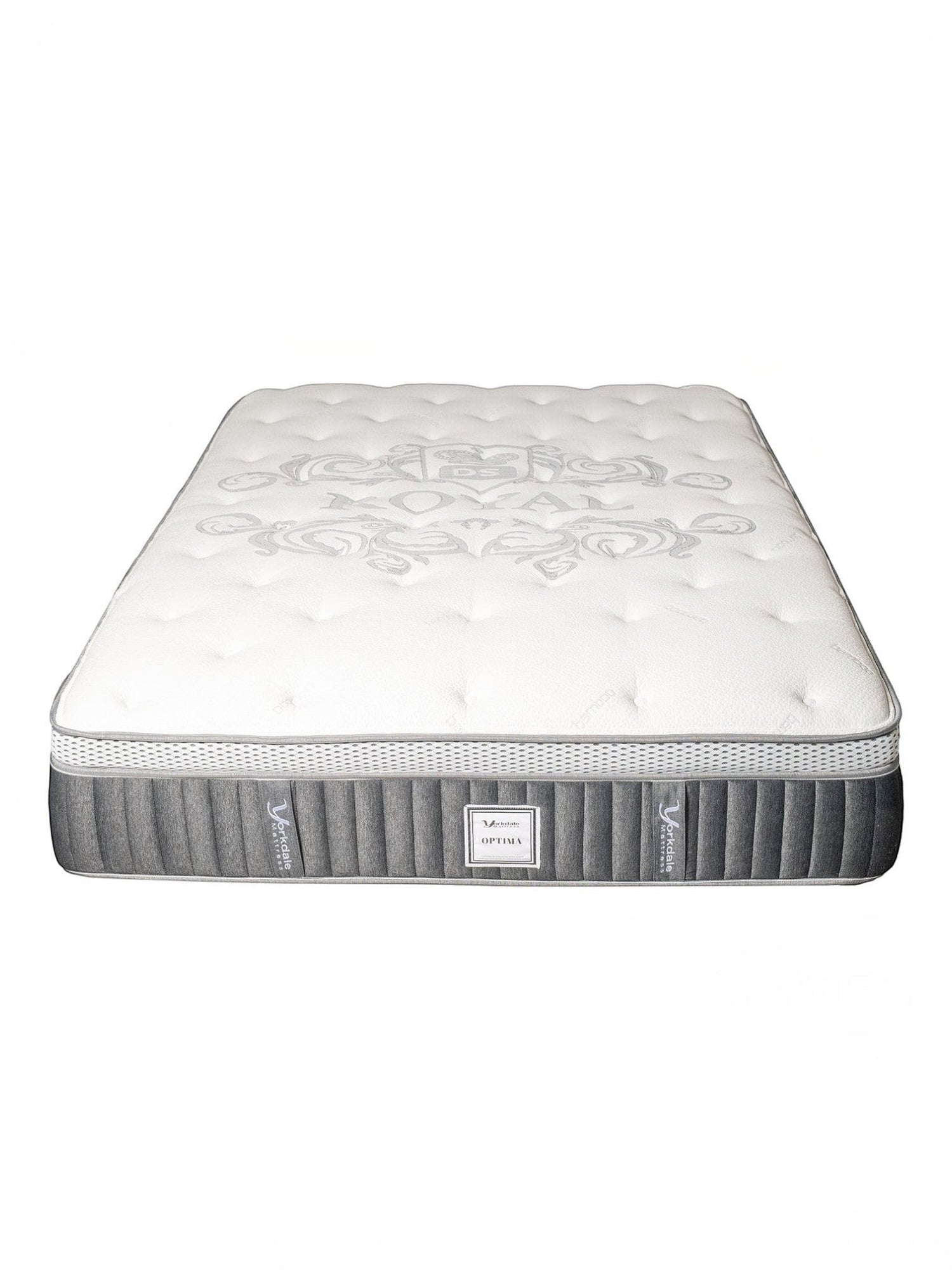 Matelas TOCO Meubles Optima très grand avec surface matelassée blanche et bordures grises respirantes