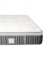 Matelas TOCO Meubles Optima très grand avec tissu matelassé blanc, bordures grises et maille respirante sur le côté