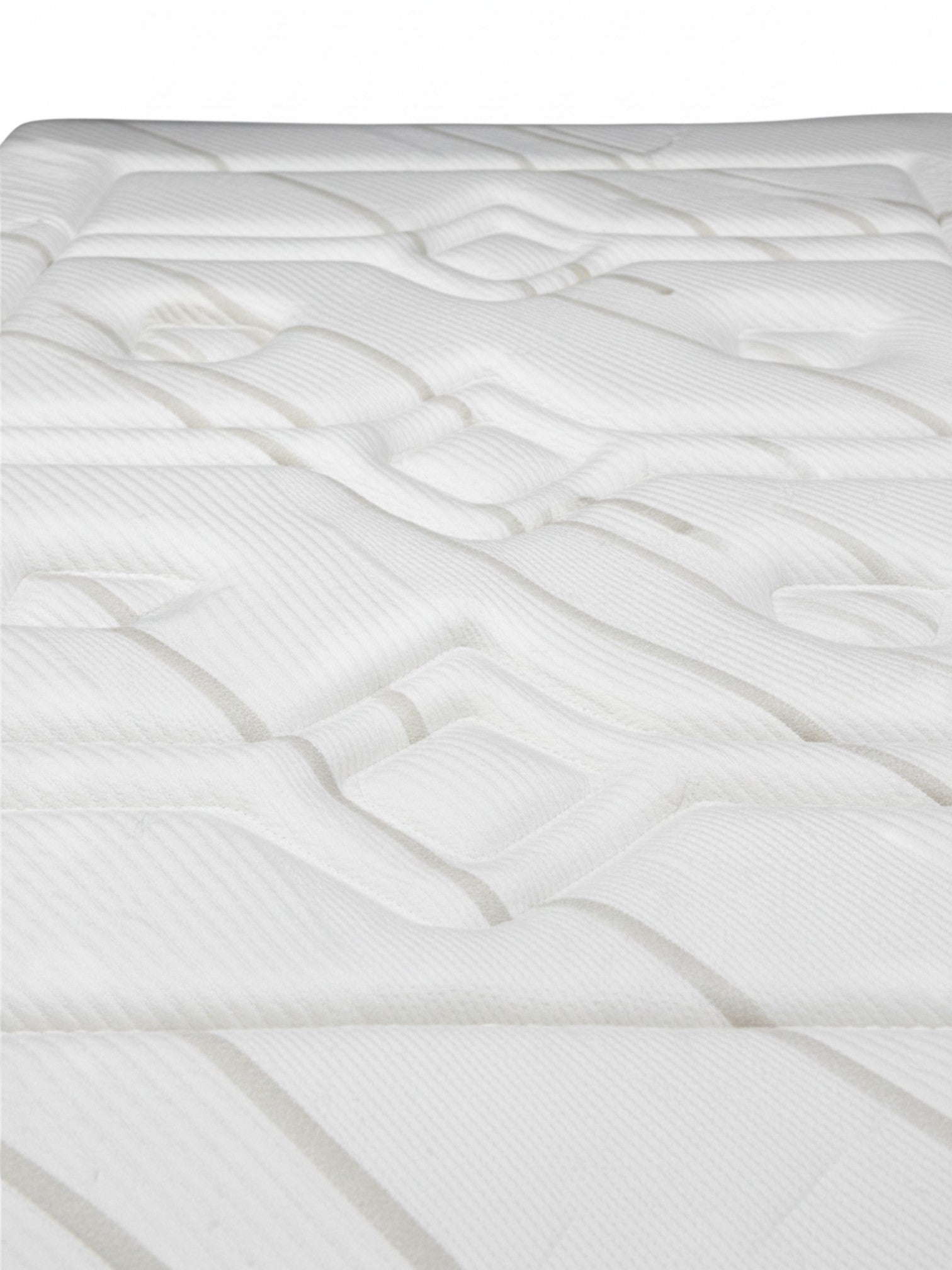 Matelas Ultra Medium TOCO Meubles avec tissu rafraîchissant blanc et motif matelassé texturé pour un confort optimal
