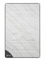 Matelas TOCO Meubles Ultra Medium avec tissu rafraîchissant blanc et motifs géométriques gris, vue de dessus
