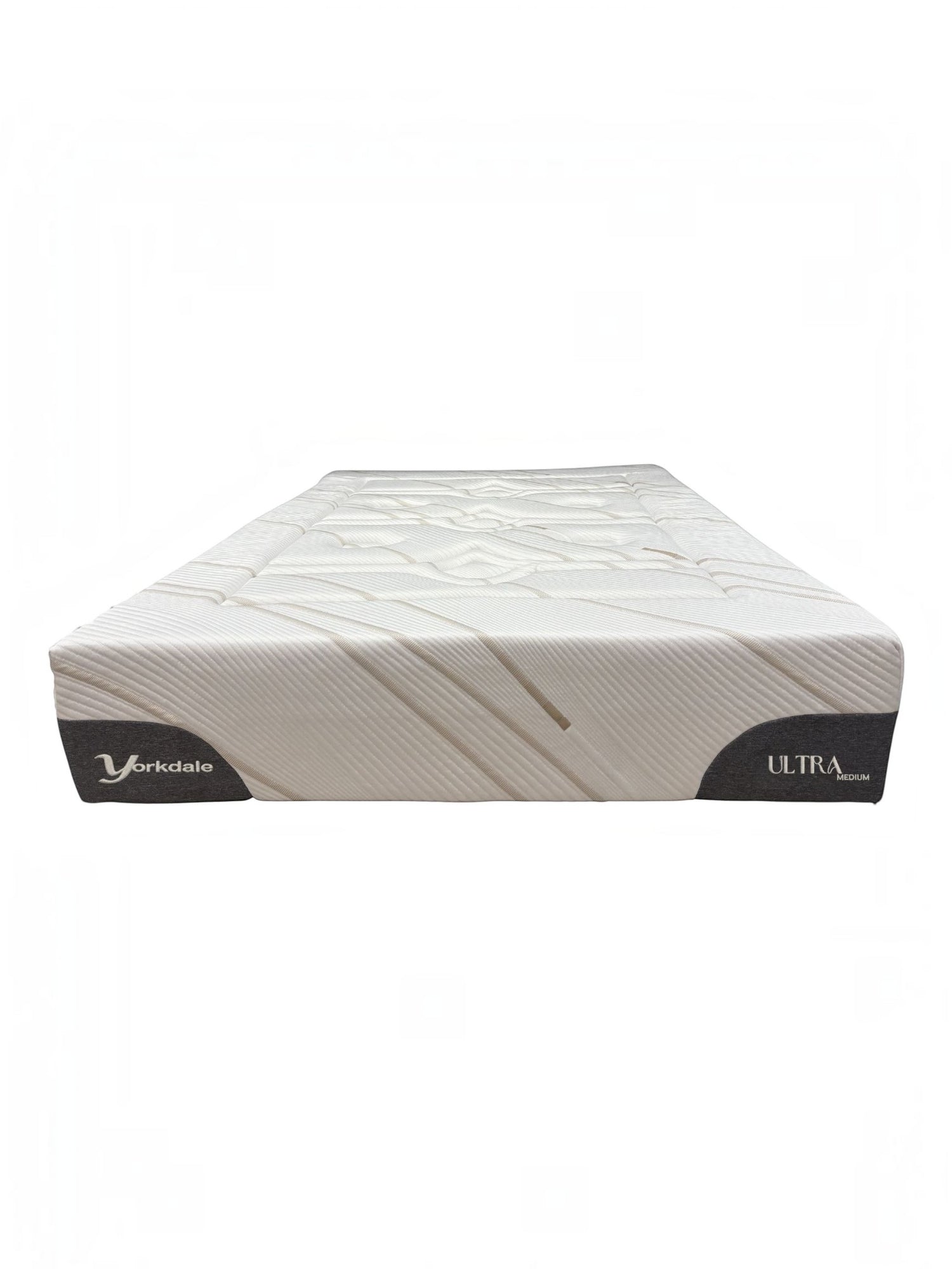 Matelas TOCO Meubles Ultra Medium avec tissu rafraîchissant blanc et côtés gris, vue de profil