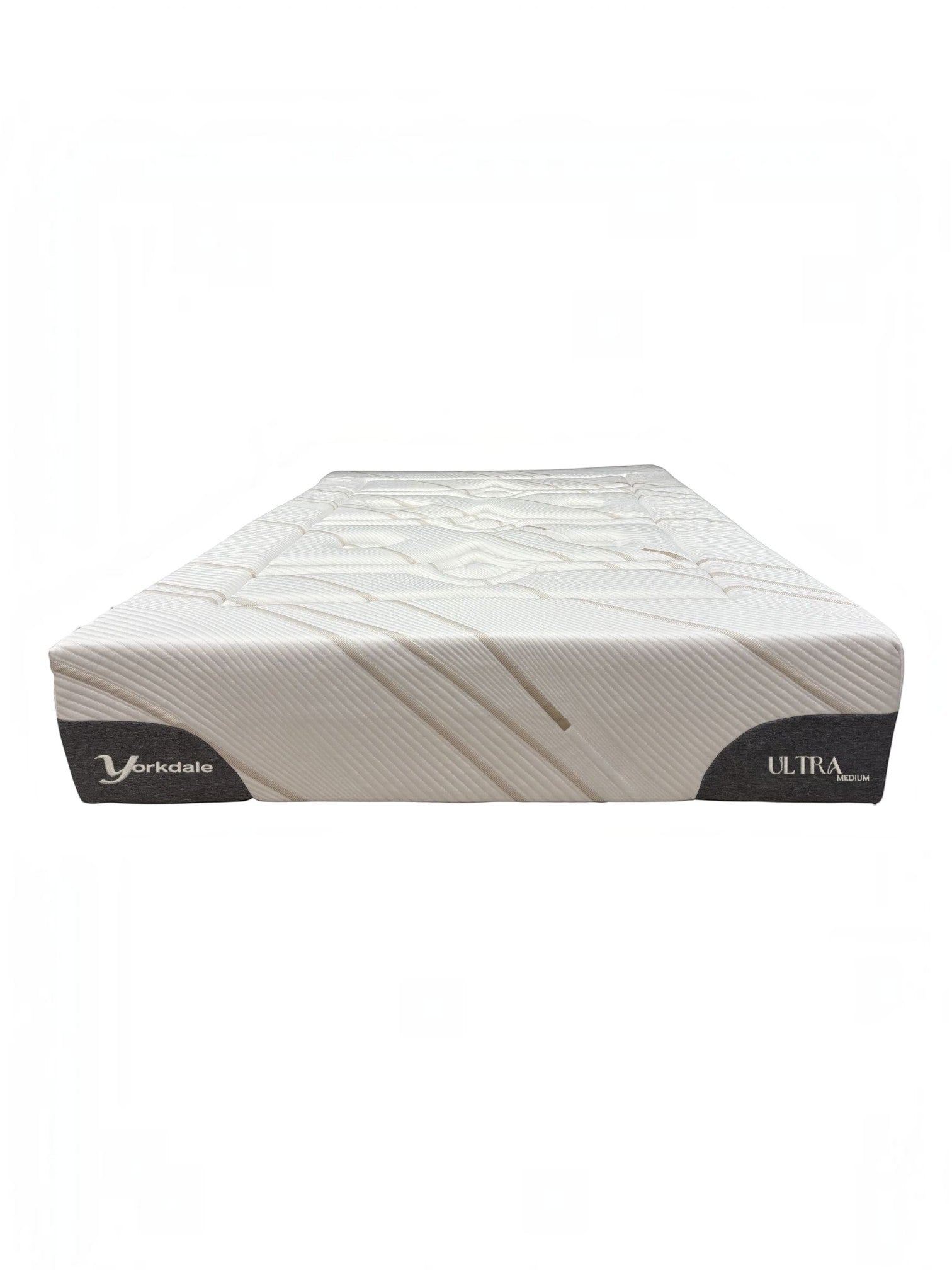 Matelas TOCO Meubles Ultra Medium avec tissu rafraîchissant blanc et côtés gris, vue de profil