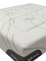 Matelas Ultra Plush de TOCO Meubles avec tissu blanc matelassé, détails beiges et bordure grise texturée