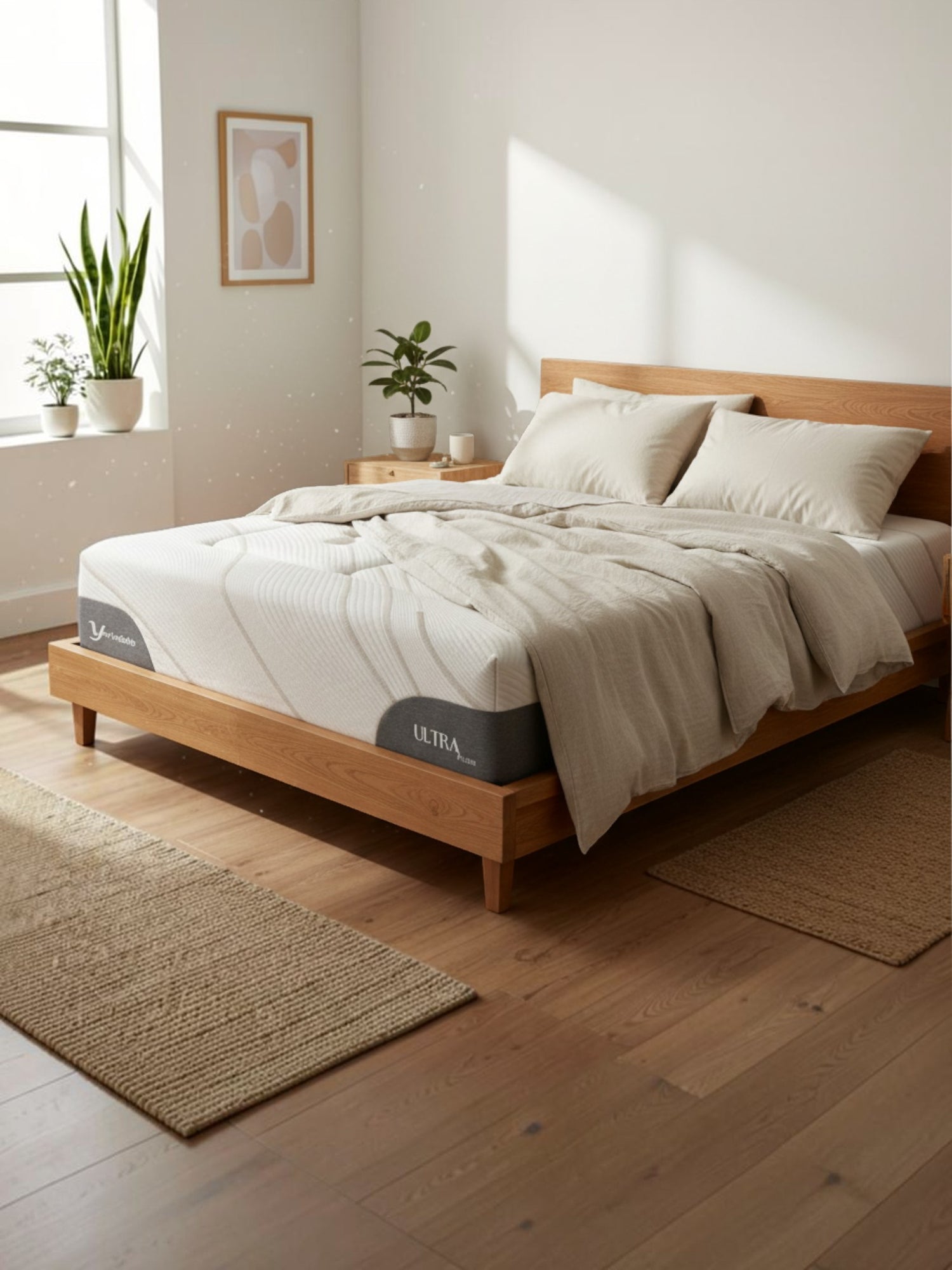 Matelas Ultra Plush TOCO Meubles avec mousse gel rafraîchissante et tissu respirant dans une chambre moderne