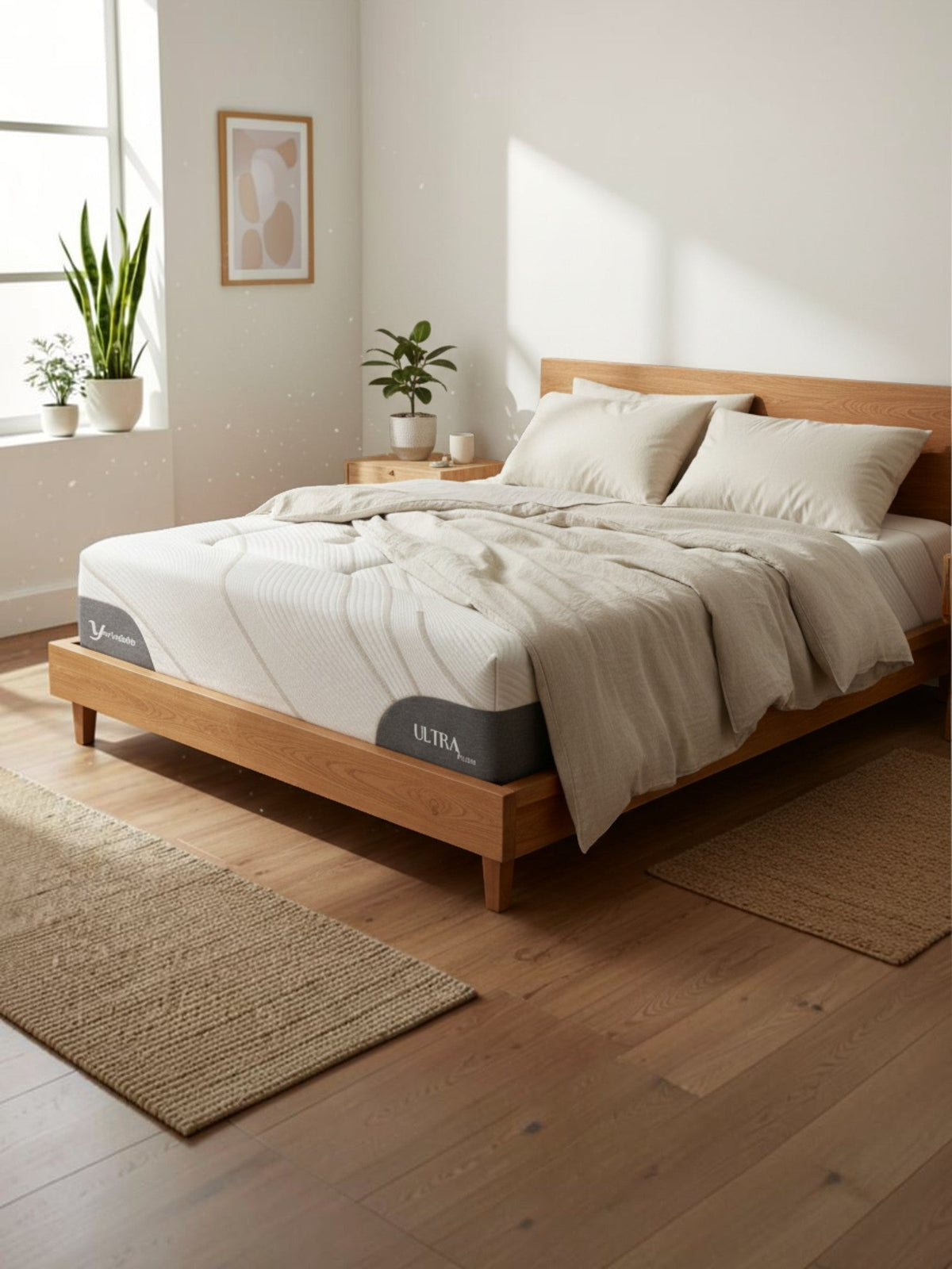 Matelas Ultra Plush TOCO Meubles avec mousse gel rafraîchissante et tissu respirant dans une chambre moderne