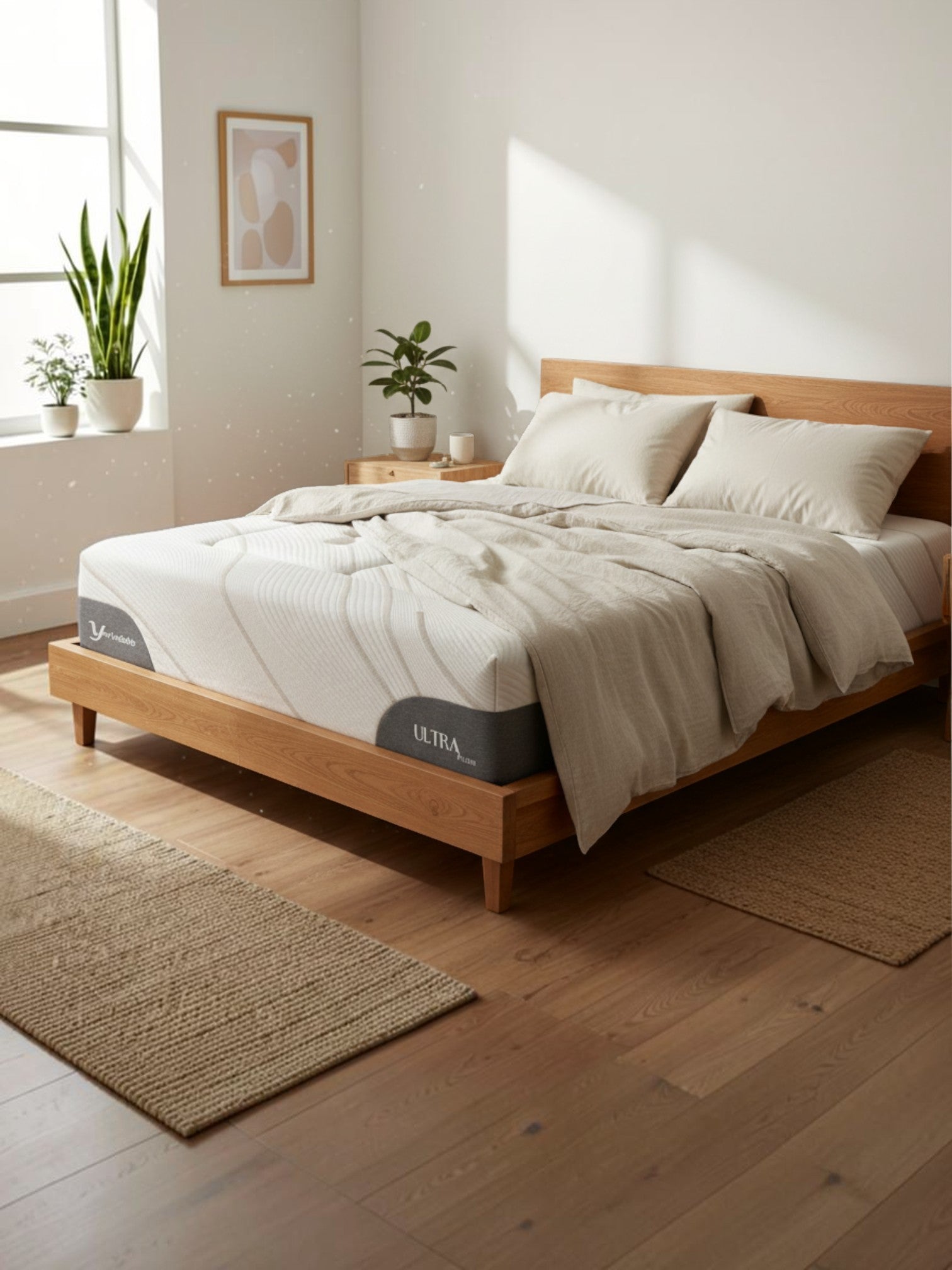 Matelas Ultra Plush TOCO Meubles avec mousse gel rafraîchissante et tissu respirant dans une chambre moderne
