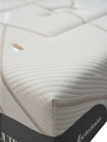 Gros plan sur le matelas Ultra Plush de TOCO Meubles avec son tissu matelassé blanc texturé et ses coutures élégantes