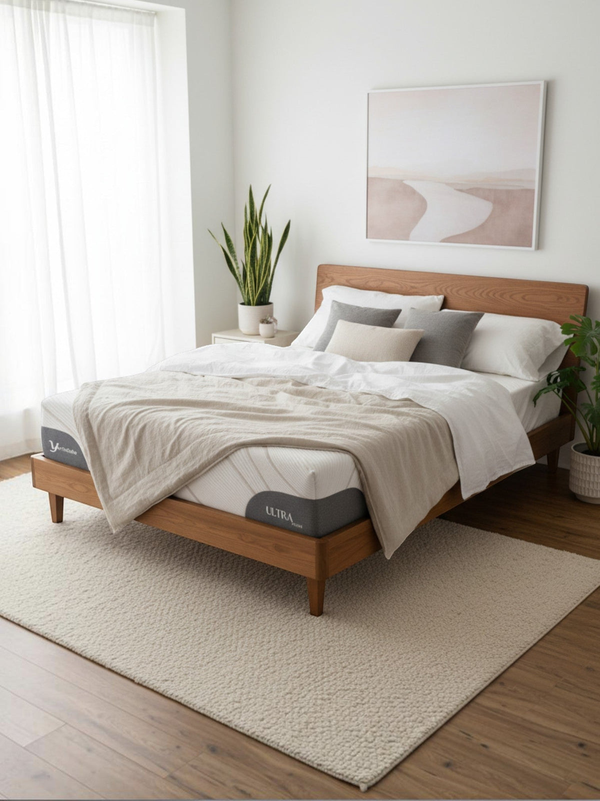 Matelas Ultra Plush TOCO Meubles très grand avec tissu rafraîchissant et mousse gel dans une chambre moderne