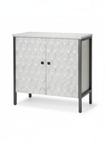 Meuble d'appoint TOCO Meubles Savannah à 2 portes avec motif hexagonal texturé et structure en métal noir