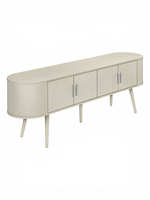 Meuble télé Vika TOCO Meubles au design arrondi couleur bois clair avec quatre portes et pieds fuselés