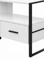 Meuble télé Fero 48 pouces TOCO Meubles blanc avec structure en métal noir et tiroir de rangement moderne