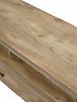 Meuble télé TOCO Meubles Mango 72 pouces en bois clair avec finition texturée et étagères ouvertes