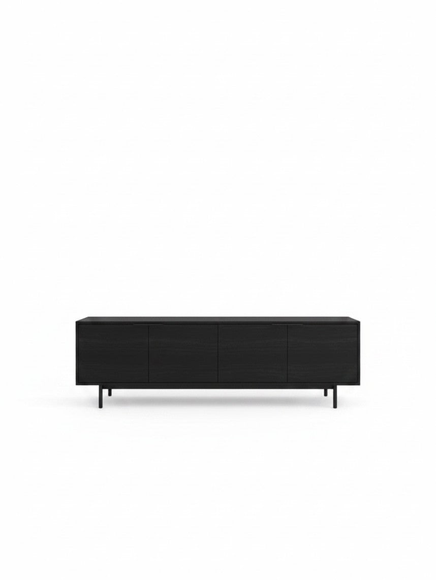 Meuble télé Denver 70 pouces noir de TOCO Meubles avec quatre portes de rangement et pieds fins