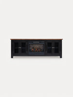 Meuble télé TOCO Meubles Belmont 76 pouces noir avec foyer électrique intégré et plateau supérieur en bois brun