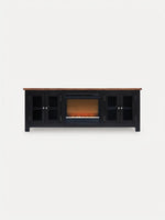 Meuble télé TOCO Meubles Belmont 76 pouces noir avec plateau en bois et foyer électrique intégré