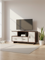 Meuble télé Reko 48 pouces de TOCO Meubles en bois brun et gris avec tiroir et espace de rangement ouvert