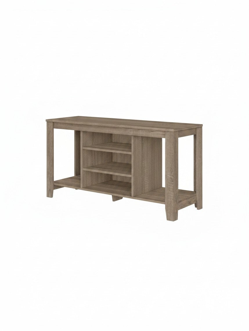 Meuble télé Belvo 48 pouces TOCO Meubles en bois au fini taupe avec étagères de rangement ouvertes