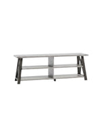 Meuble télé Velto 71 pouces de TOCO Meubles avec étagères ouvertes et structure en bois gris style rustique