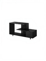 Meuble télé Zenoa 48 pouces TOCO Meubles noir avec tablettes effet marbre et tiroir de rangement moderne