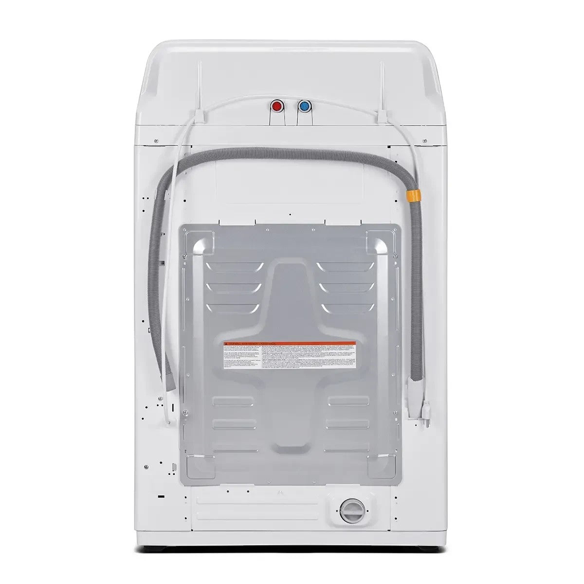 TOCO Meubles MIDEA white top-load washing machine back view with hoses and water hookups
